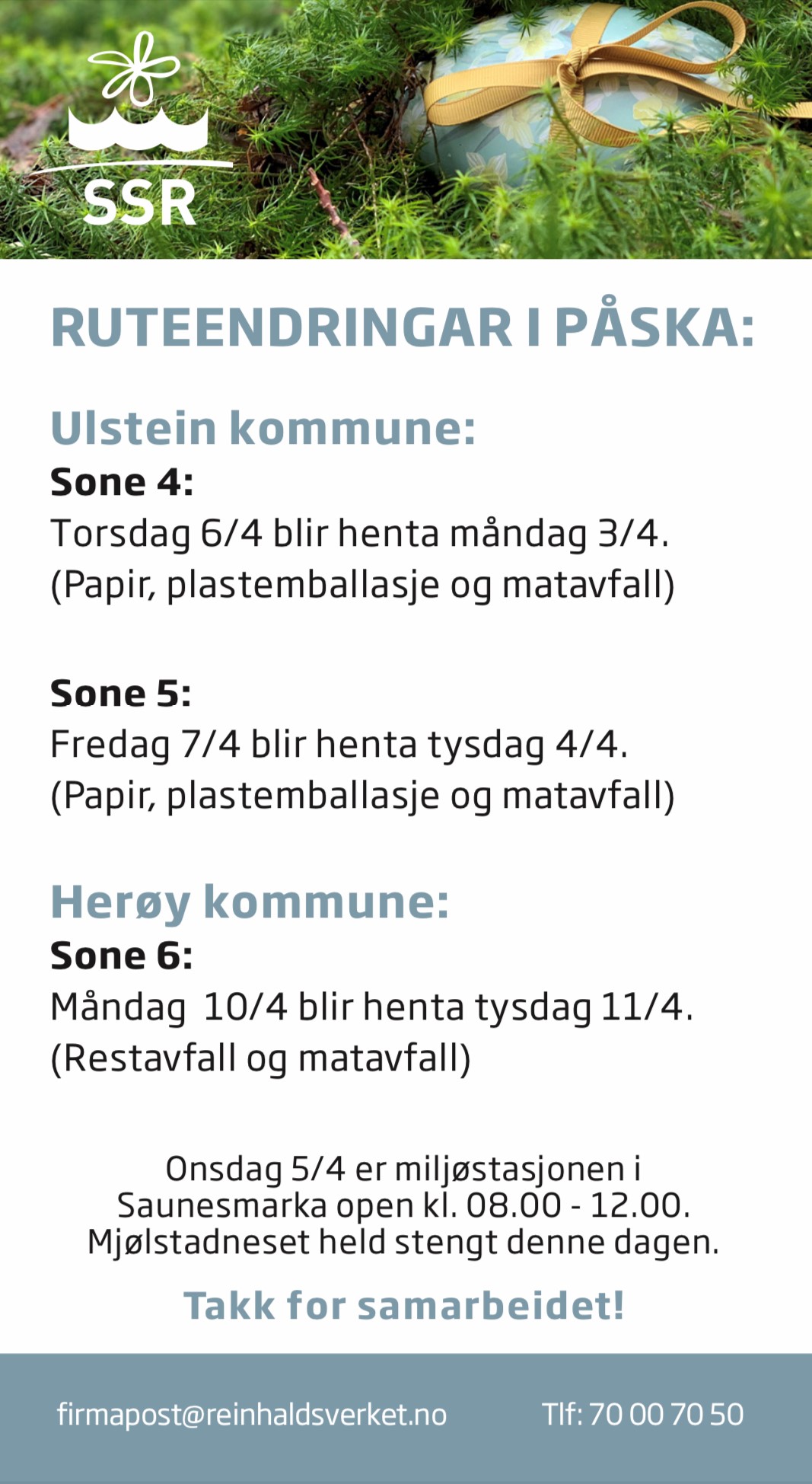 oversikt over påskeendringar 